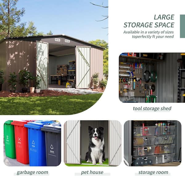 Sizzim 14 ft. W x 11 ft. D Storage Shed, Outdoor Metal Wall Side