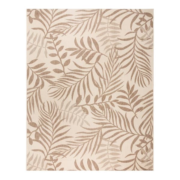 Gertmenian Paseo Akimbo Sand and Havana 8 ft. x 10 ft. Floral Indoor/Outdoor Area Rug