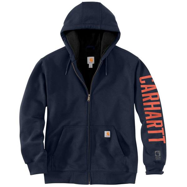 Carhartt Men's Small New Navy Cotton/Polyester Rain Defender Original Fleece Lined Graphic Sweatshirt