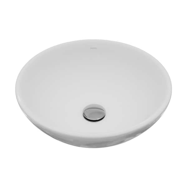 Valera 16 in. Vitreous China Round Vessel Bathroom Sink in White