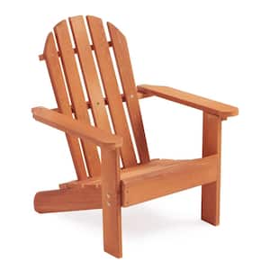 Kids Outdoor Wooden Adirondack Chair Set of 1, Patio Lounge Chair for Patio, Garden, Backyard, Pool in Yellow Brown