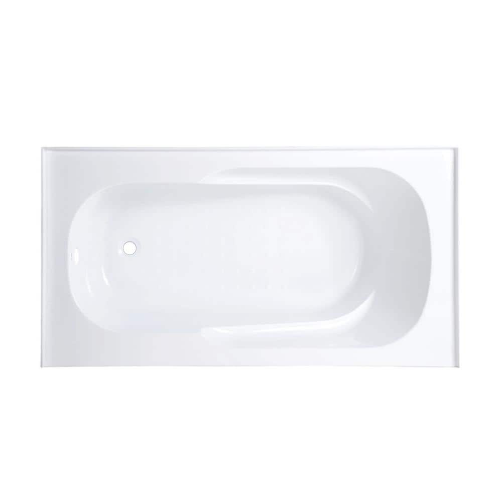 Ivy 60" x 30" White Acrylic Alcove Bathtub with Apron