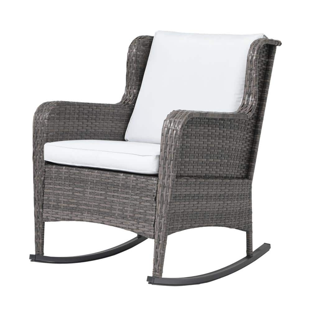 Freestyle Sunsitt Wicker Outdoor Rocking Chair with Light Grey Cushions ...