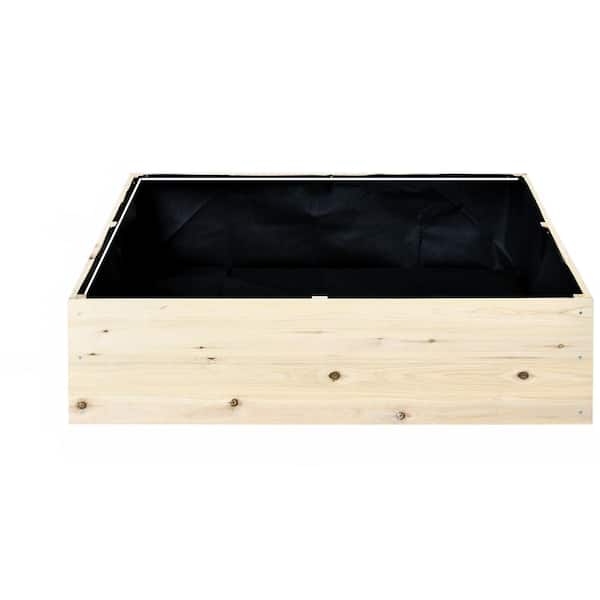Oyezvary 46 in. Brown Wood Square Outdoor Planter Raised Beds with Bed Liner Open Bottom to Grow Vegetables, Herbs Flowers