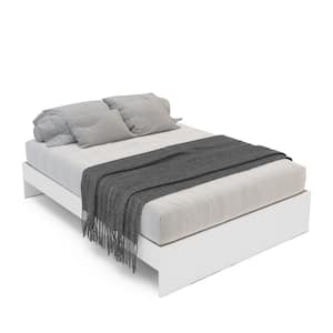 Victoria White Wood Frame Full Size Platform Bed with Headboard