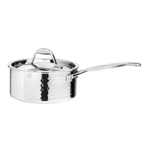 STERN 2.1 Qt. Hammered Stainless Steel Tri-Ply Saucepan with Lid
