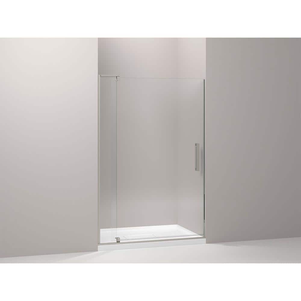 Revel 48'' x 70'' Clear Glass Pivot Shower Door with Anodized Brushed Nickel Frame