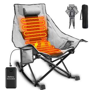 SEEUTEK Heated Camping Chair-Oversized Rocking Chair with 3 Heat