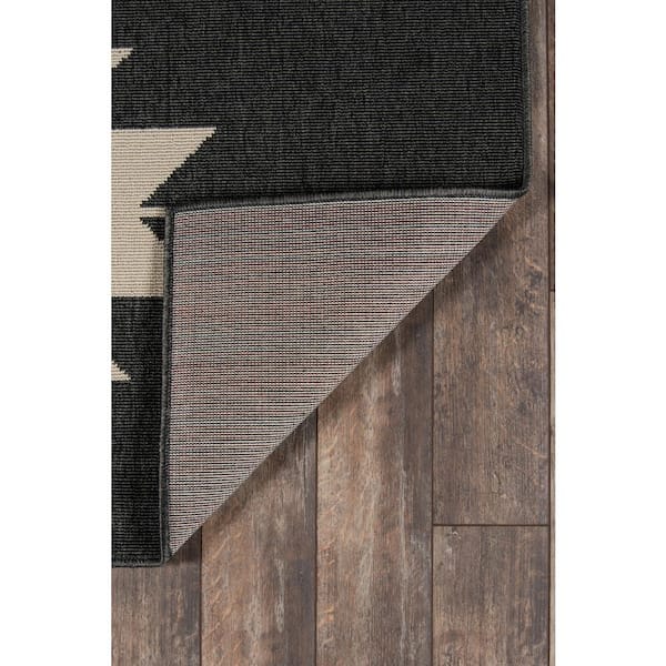 Baja Charcoal 2 x 5 ft. Minimalist Aztec Geometric Easy Care Area Rug