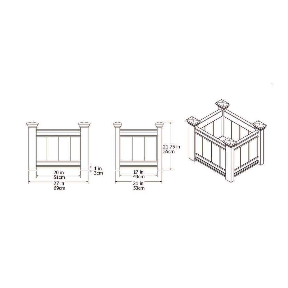 Classic White Vinyl Outdoor Planter Box with Decorative Caps