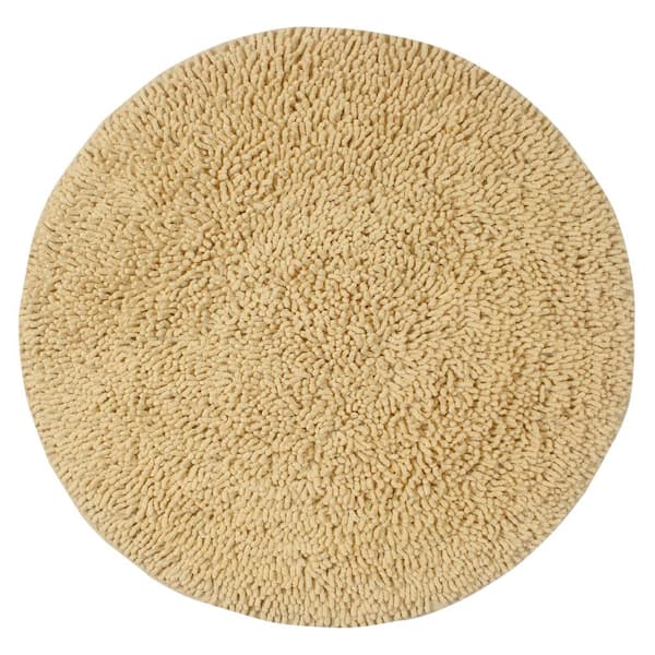 HOME WEAVERS INC Fantasia Collection 100% Cotton Tufted Non-Slip Bath Rugs, 25 in. x25 in. Round, Yellow