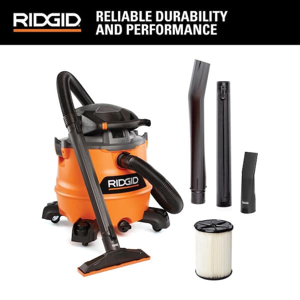 16 Gal. 6.5 Peak HP NXT Shop Vacuum Wet Dry Vac with Detachable Blower, Filter, Locking Hose and Accessories HD1600