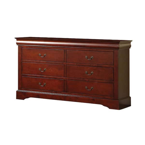 Acme Furniture Louis Philippe III 6-Drawer Cherry Dresser (34H X 18W X 60D)