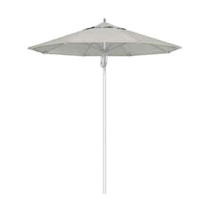7.5 ft. Silver Aluminum Commercial Market Patio Umbrella Fiberglass Ribs and Pulley Lift in Granite Sunbrella