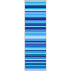 Crayola Stripe Blue 2 ft. 3 in. x 7 ft. 3 in. Runner Area Rug