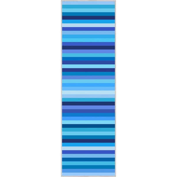 Well Woven Crayola Stripe Blue 2 ft. 7 in. x 9 ft. 3 in. Runner Area Rug