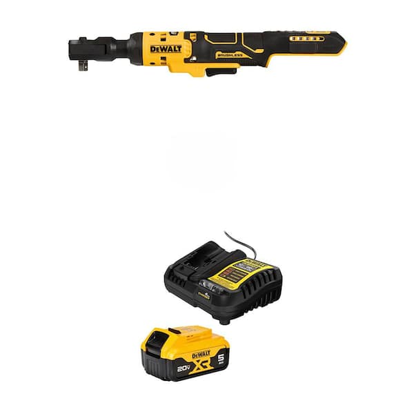 DEWALT ATOMIC 20V MAX Lithium-Ion 20 V MAX 3/8 in. Cordless Ratchet with 20V MAX XR 5.0 Ah Battery Pack and Charger