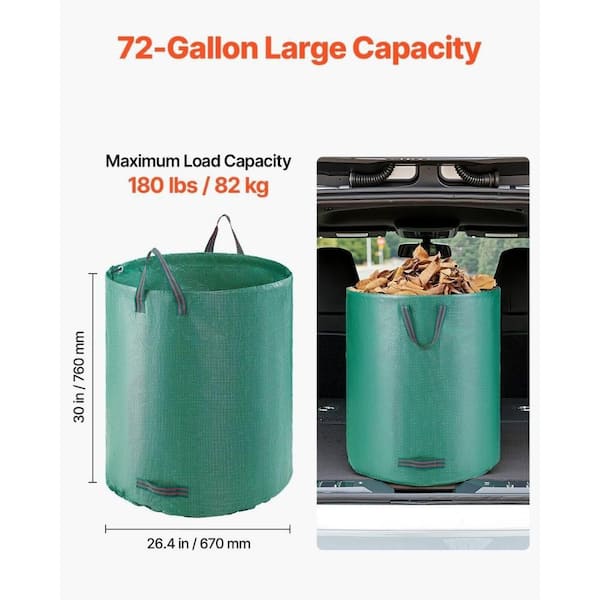 Misopily 3-Pack 72 Gallon Reusable Yard Waste Bag, Large Lawn