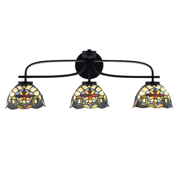 Unbranded Olympia 28.25 in. 3-Light Matte Black Vanity Light