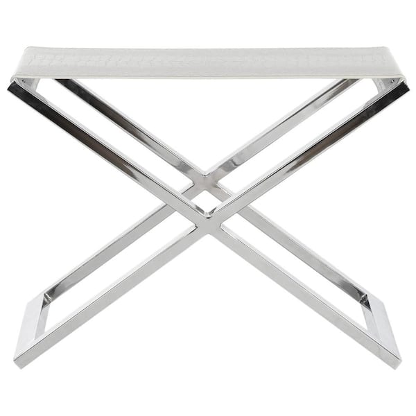 SAFAVIEH Verdi White Crocodile and Chrome End Table