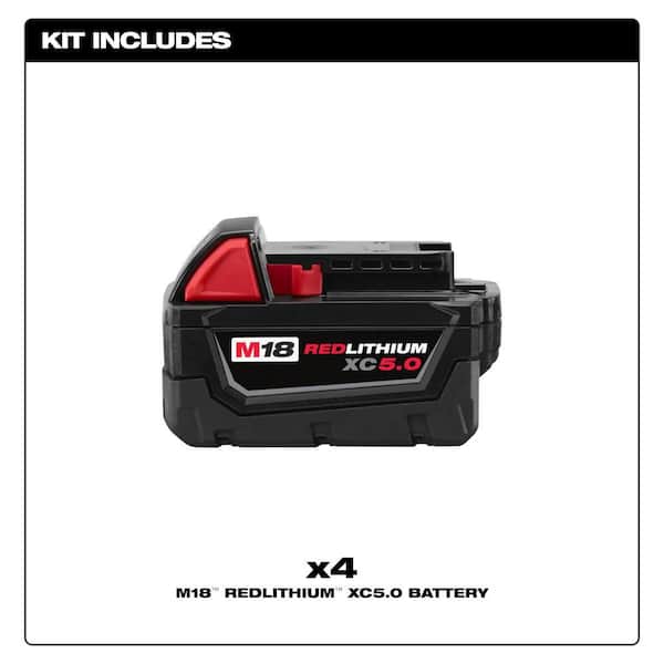 M18 18-Volt 5.0 Ah Lithium-Ion XC Extended Capacity Battery Pack (4-Pack)
