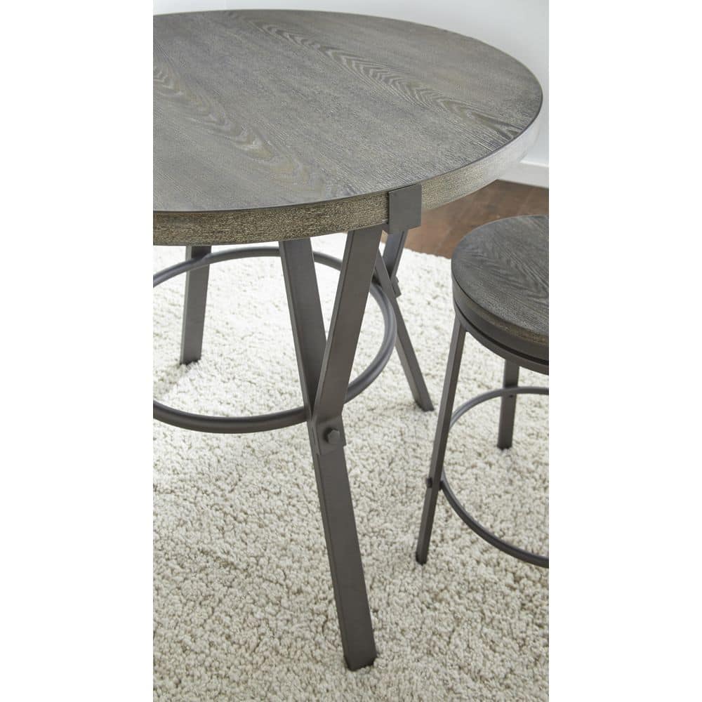 Contemporary Gray Wood 42" Round Counter Height Table