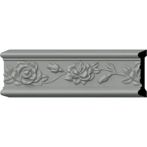 SAMPLE - 3/4 in. x 12 in. x 3-7/8 in. Urethane Running Rose Chair Rail Moulding