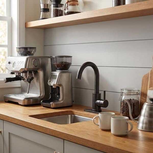 Single Hole Single Handle Stainless Steel Bar Faucet with Swivel Spout and Deckplate in Oil Rubbed Bronze