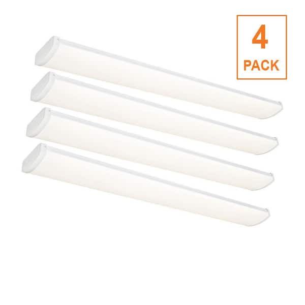 4-Pack 4 ft. x 6 in. 1900/2600/3600 Lumen LED White Wraparound Light, Selectable CCT, Dimmable