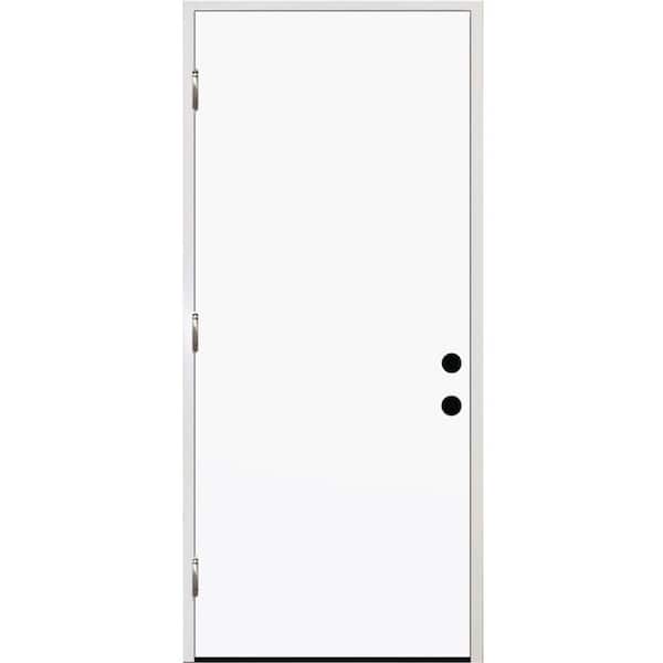 Steves & Sons Element 32 in. x 80 in. Flush Right-Hand Outswing Primed White Steel Prehung Front Door with Brickmold