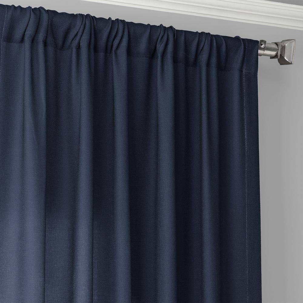 Ombre Blue Faux Linen Light-Filtering Curtain Panel 50x84