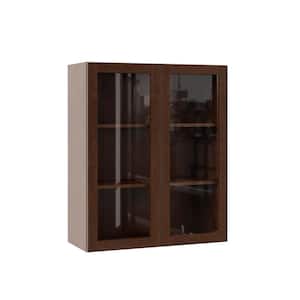 Designer Series Soleste Assembled 30x36x12 in. Wall Kitchen Cabinet with Glass Doors in Spice