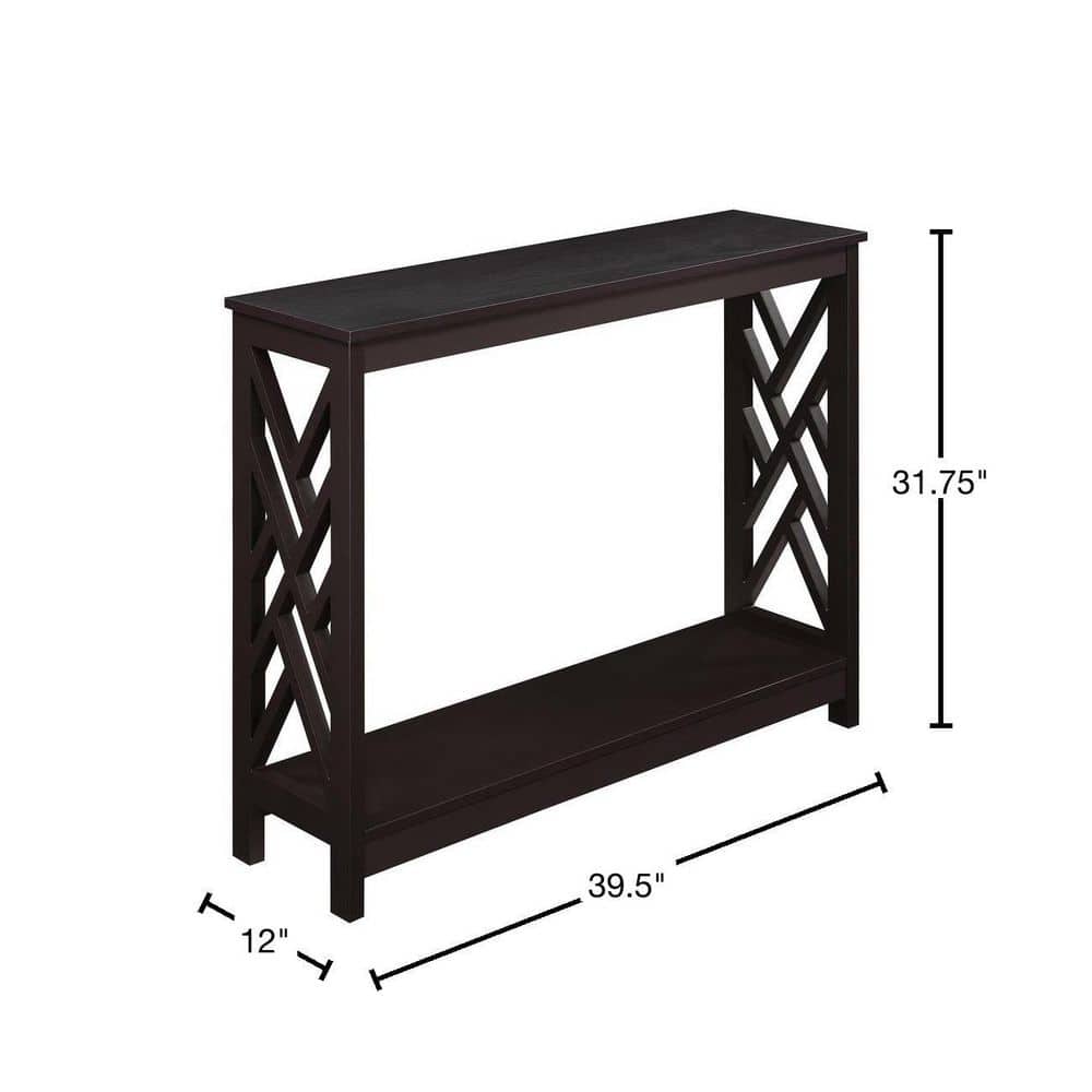 Espresso Finish Sleek 40" Transitional Wood Console Table with Shelf