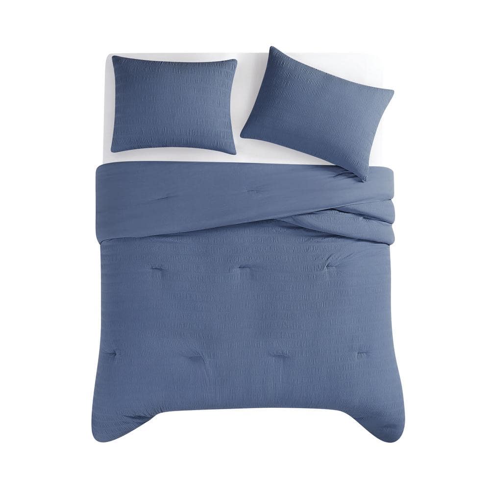 Blue Twin Microfiber Down Alternative Bedding Set