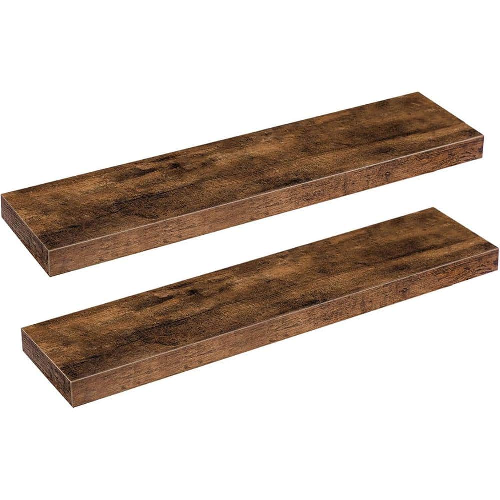 31.5 in. W x 7.9 in. D Rustic Brown Floating Shelves (Set of 2) Decorative 
