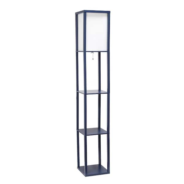 Lalia Home 62 .75 in. Navy Column Shelf Lamp with Linen Shade
