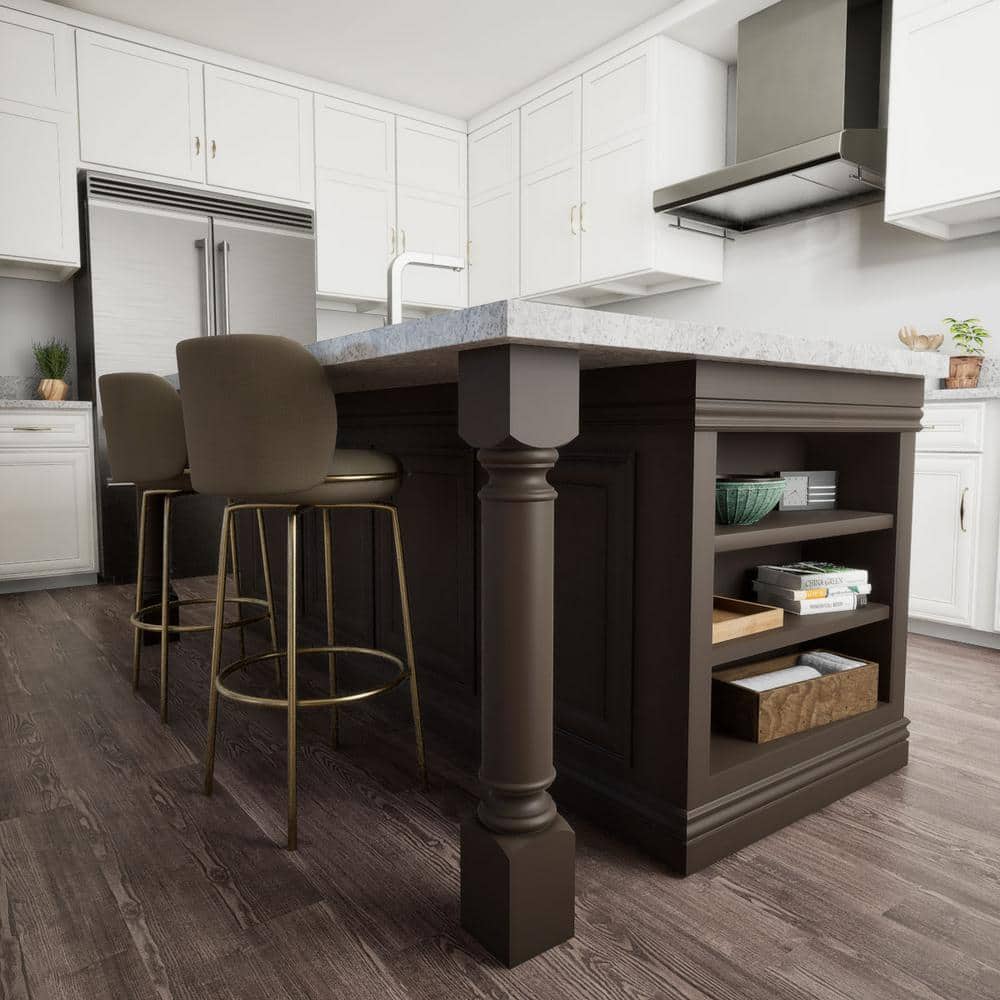 Unfinished Rubberwood Traditional Cabinet Column 35.5"