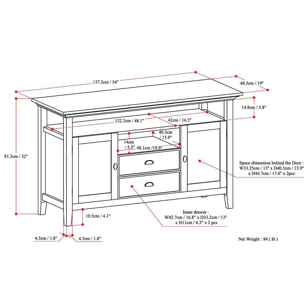 Light Golden Brown Solid Wood TV Media Stand with Cabinet