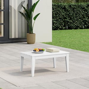 Laguna Outdoor Patio Weather Resistant Poly Plastic Rectangle Coffee Table in White