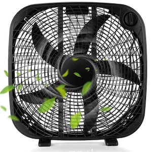 20 in. Box Portable Floor Fan with 3 Speed Settings and Knob Control for Home, Garage, Greenhouse, Workshop