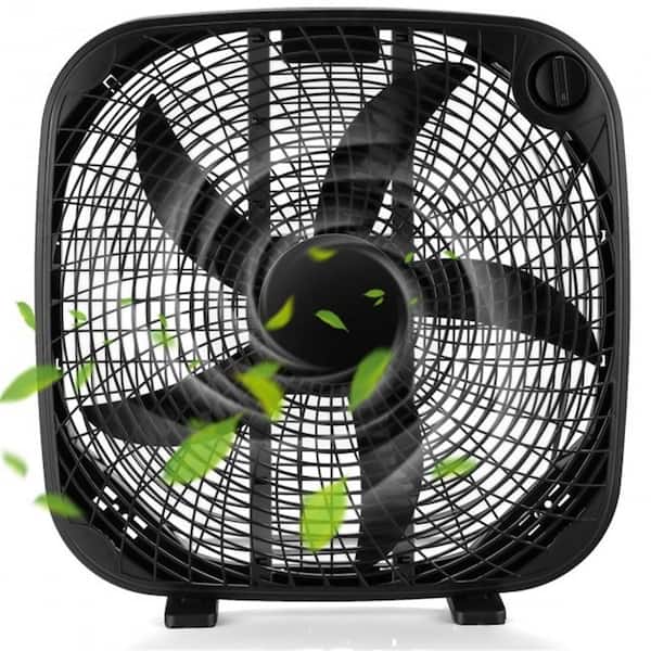 Aoibox 20 in. Box Portable Floor Fan with 3 Speed Settings and Knob Control for Home, Garage, Greenhouse, Workshop