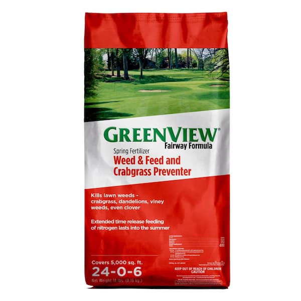 GreenView 18 lbs. Fairway Formula Spring Fertilizer Weed and Feed and Crabgrass Preventer, Covers 5,000 sq. ft. (24-0-6)