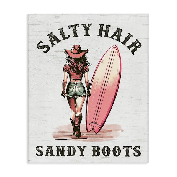 Stupell Industries Salty Hair & Sandy Boots by Lettered and Lined Unframed People Graphic Art Print 48 in. x 36 in.