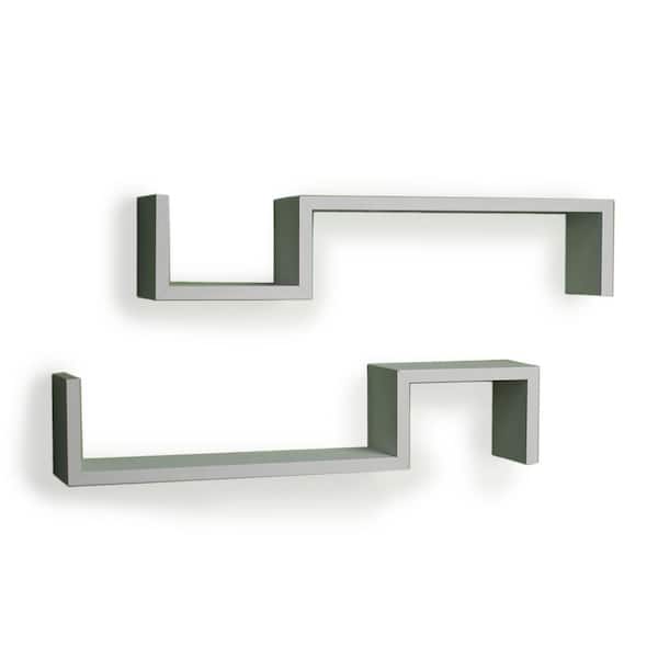 DANYA B 22.5 in. x 5 in. White Laminated "S" Wall Mount Shelves (Set of 2)