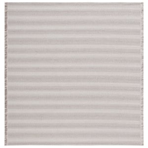 Augustine Ivory/Taupe 6 ft. x 6 ft. Striped Square Area Rug