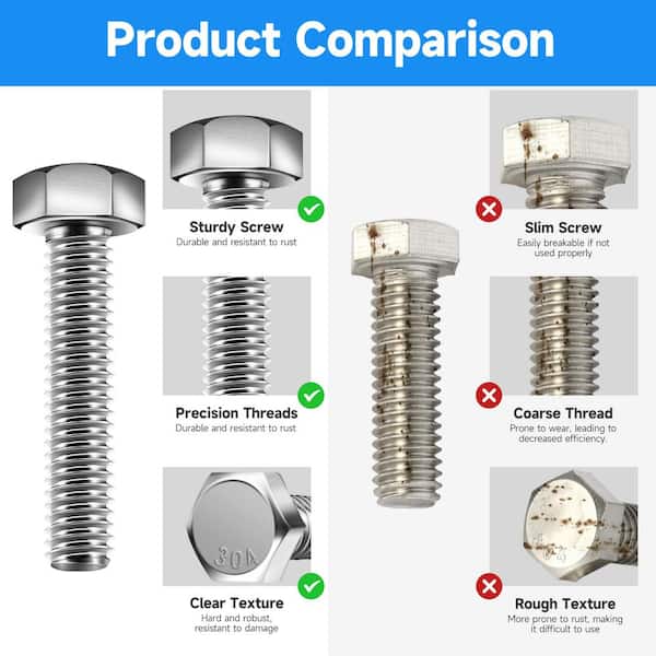 MarySino 3/8 in. -16 x 2-1/2 in. 304 Stainless Steel Hex Bolt (6