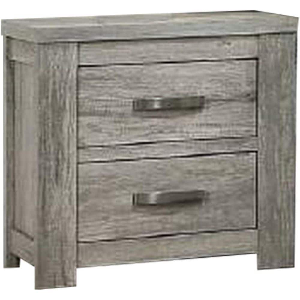 Gray 2 Drawer 17 in. W Nightstand with Bar Metal Handles