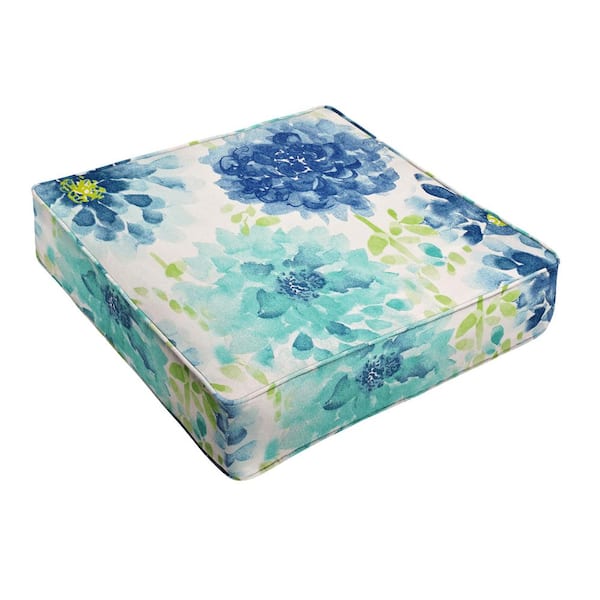 SORRA HOME 27 in. x 23 in. x 5 in. Deep Seating Indoor/Outdoor Corded Lounge Chair Cushion in Gardenia Seaglass