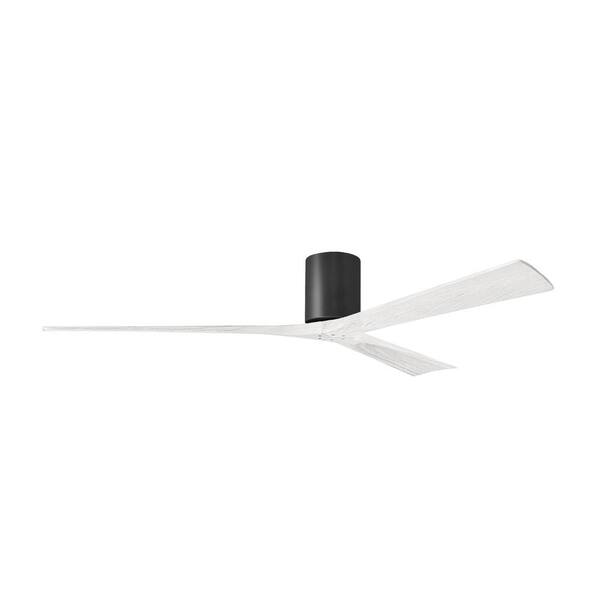 Matthews Fan Company Irene-H 60-in Matte Black Indoor/Outdoor Flush Mount Ceiling Fan with Remote (5-Blade)