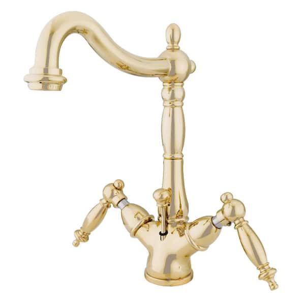 Heritage Single Hole 2-Handle Bathroom Faucet in Polished Brass